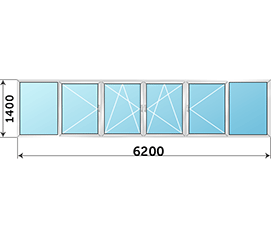 Окно на балкон ALUTECH 6200x1400