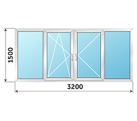 Балконное окно Provedal 3200x1500