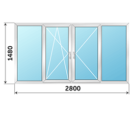 Балконное окно ALUTECH 2800x1480