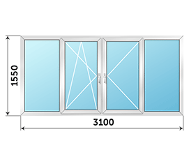Балконное окно ALUTECH 3100x1550
