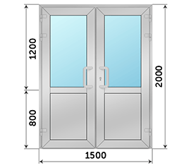 Двухстворчатая дверь со стеклом ALUMARK 1500x2000