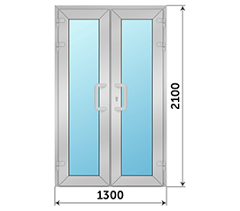 Двухстворчатая дверь остекленная ALUMARK 1300x2100