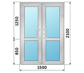 Двухстворчатая дверь остекленная ALUMARK 1500x2100