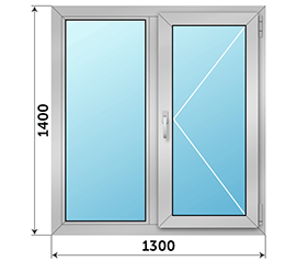 Двухстворчатое окно AGS 1300x1400