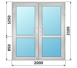 Двухстворчатая дверь остекленная ТАТПРОФ 2000x2100
