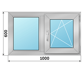 Двухстворчатое окно ALUMARK 1000x600