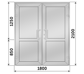 Двухстворчатая дверь глухая Reynaers 1800x2100
