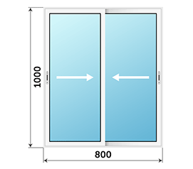 Двухстворчатое окно Slidors 800x1000