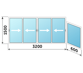 Окно на лоджию AGS 3800x1500