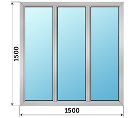 Трехстворчатое окно ТАТПРОФ 1500x1500