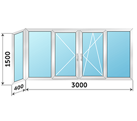 Балконное окно NEWTEC 3400x1500