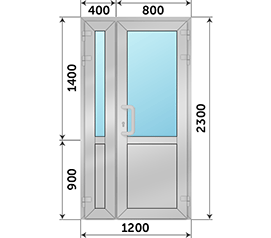 Полуторная дверь со стеклом ТАТПРОФ 1200x2300