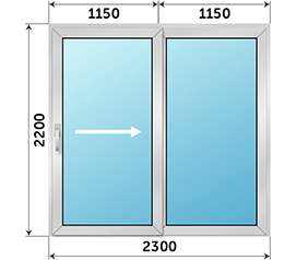 Полуторная дверь остекленная ALUMARK 2300x2200
